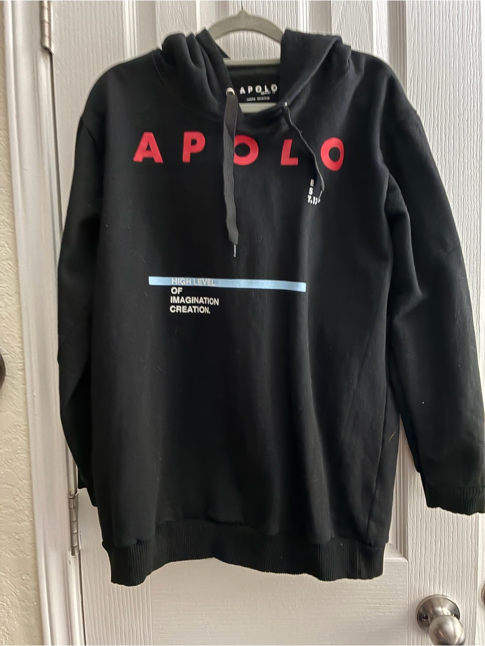 Apolo Black Graphic Hoodie With Red Lettering